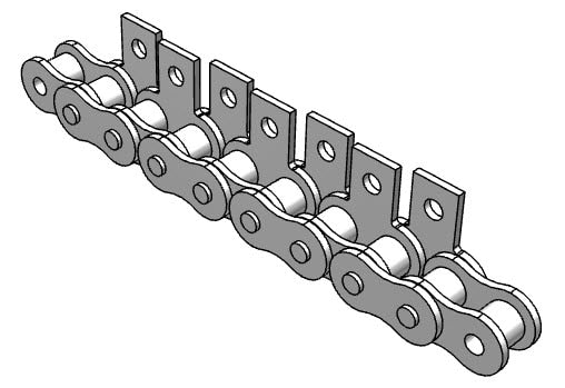 Roller Chain, ANSI Attachment, 50 Pitch, Attachment Chain, 304 Stainless , 5/8" Pitch, 1 Strand, SA-1, EL