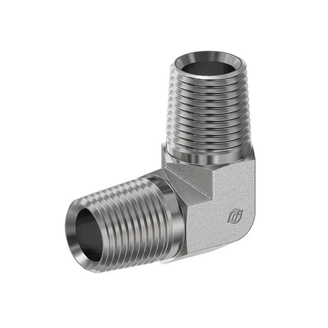 Steel, SAE J514 Pipe 90° Male Elbow, 1/2" Male NPTF 30° x 3/8" Male NPTF 30°