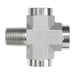 Steel, SAE J514 Pipe Male Run Cross, 3/4" Male NPTF 30°