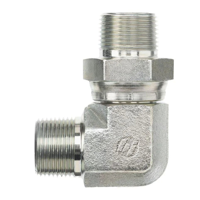 Steel, SAE J476 Pipe Swivel 90° Male Elbow, 3/4" Male NPTF 30° x 3/4" Male NPTF Swivel