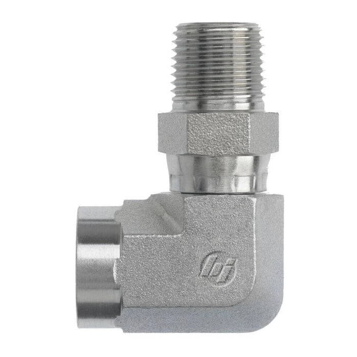 Steel, SAE J476 Pipe Swivel 90° Female Elbow, 1/4" Female NPTF x 1/4" Male NPTF Swivel