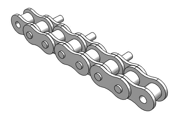 Roller Chain, ANSI Attachment, 60 Pitch, Attachment Chain, Carbon Steel, 3/4" Pitch, 1 Strand, D-1, E2PIN