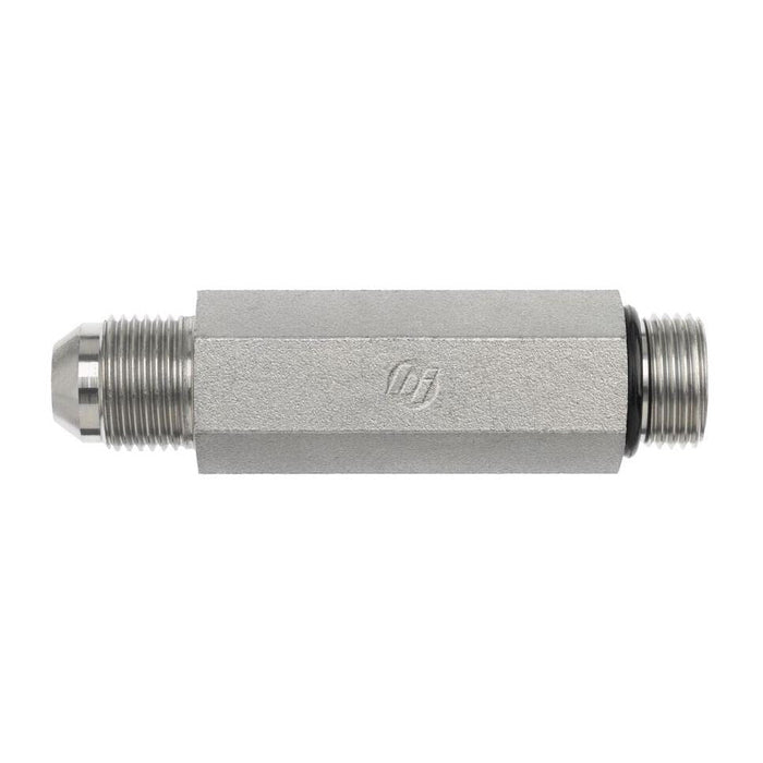 Steel, SAE J514 37° Flare Extra Long Port Connector, 3/8" Male JIC x 3/4-16 Male ORB
