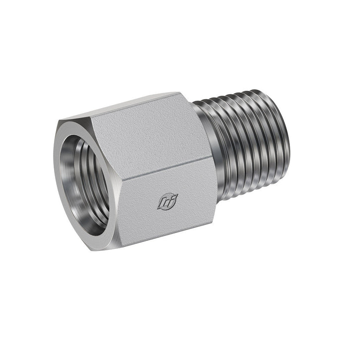 Steel, SAE J1926 O-Ring Boss Male Adapter, 1-3/16-12 Female ORB x 3/4" Male NPTF 30°
