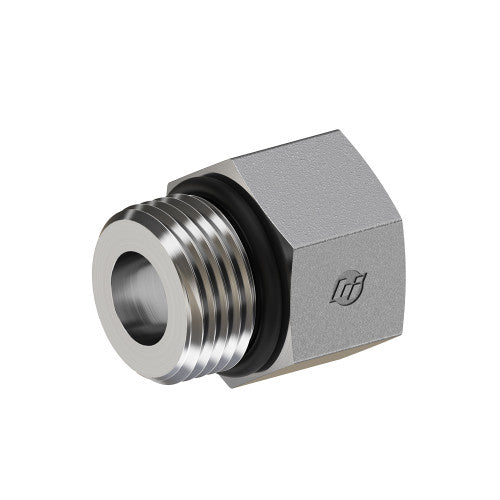 Stainless Steel, SAE J1926 O-Ring Boss Female Adapter, 1-1/16-12 Male ORB x 3/8" Female NPTF