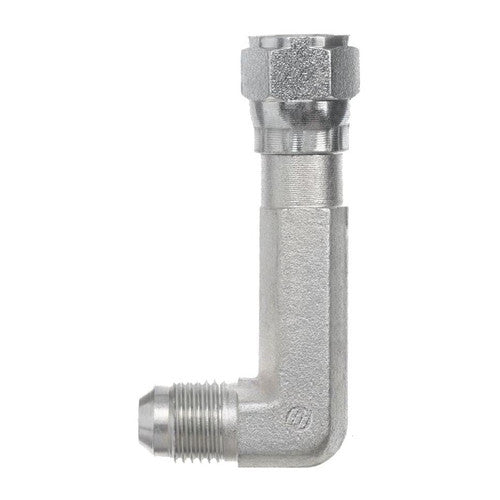 Stainless Steel, SAE J514 37° Flare 90° Long Swivel Elbow, 1/4" Male JIC x 1/4" Female JIC Swivel