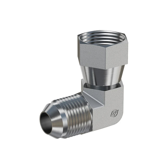 Stainless Steel, SAE J514 37° Flare 90° Swivel Elbow, 1/2" Male JIC x 3/8" Female JIC Swivel