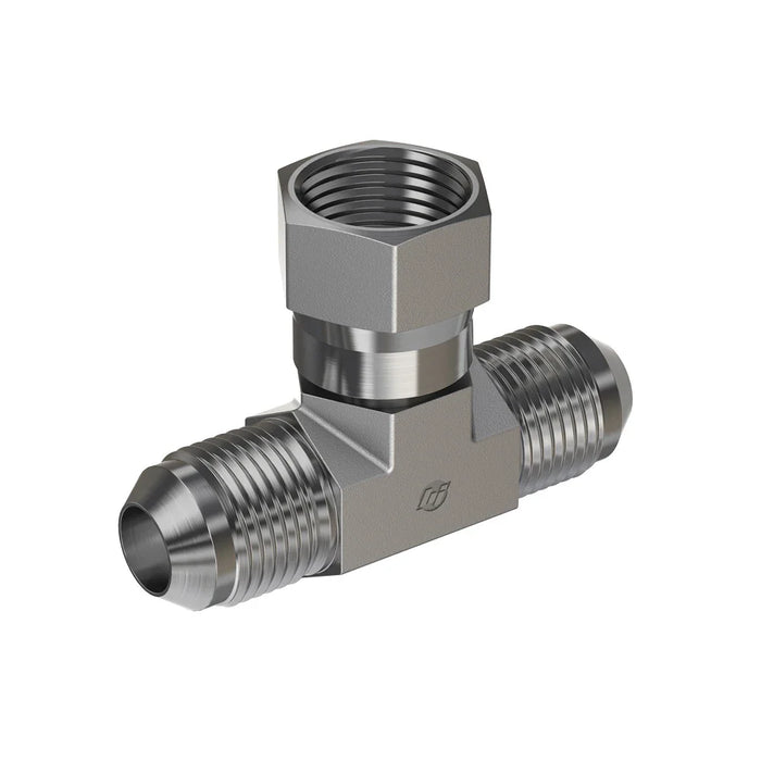 Steel, SAE J514 37° Flare Swivel Branch Tee, 5/16" Male JIC x 5/16" Male JIC x 5/16" Female JIC Swivel