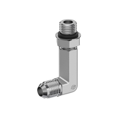 Stainless Steel, SAE J514 37° Flare 90° Extra Long Adjustable Port Elbow, 1/2" Male JIC x 1-1/16-12 Male Adjustable ORB