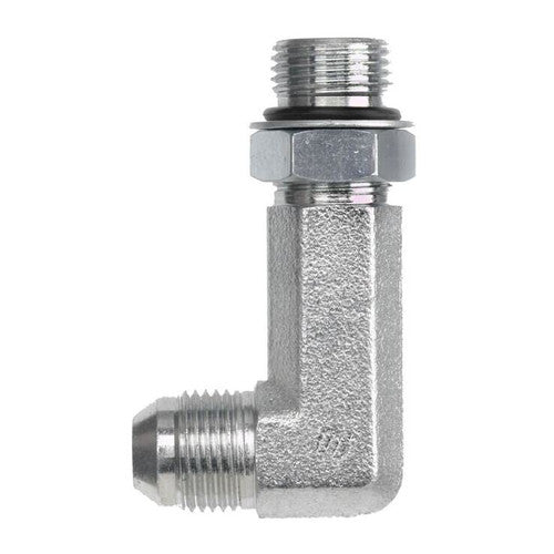 Steel, SAE J514 37° Flare 90° Extra Extra Long Adjustable Port Elbow, 1" Male JIC x 1-5/16-12 Male Adjustable ORB