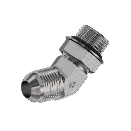 Steel, SAE J514 37° Flare 45° Adjustable Port Elbow, 5/8" Male JIC x 3/4-16 Male Adjustable ORB