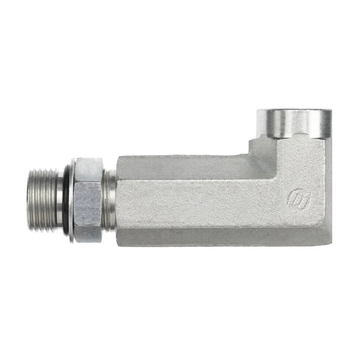 Stainless Steel, SAE J1926 Adjustable O-Ring Boss 90° Long Female Elbow, 1-5/16-12 Male Adjustable ORB x 1-1/2" Female NPTF