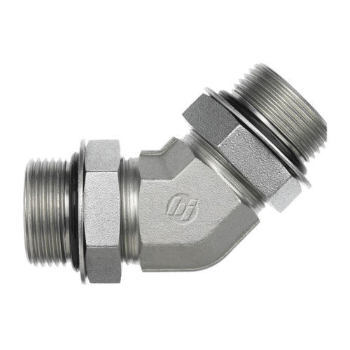 Steel, SAE J1926 Adjustable O-Ring Boss 45° Adjustable Port Elbow, 2-1/2-12 Male Adjustable ORB x 2-1/2-12 Male Adjustable ORB
