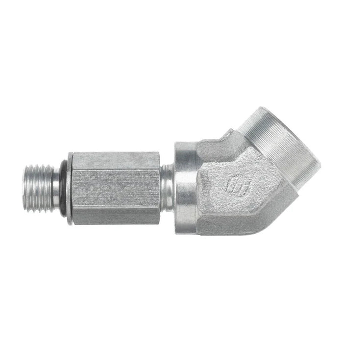 Steel, SAE J1926 Adjustable O-Ring Boss 45° Female Port Elbow, 7/16-20 Male Adjustable ORB x 7/16-20 Female ORB