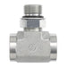 Steel, SAE J1926 O-Ring Boss Adjustable Port Branch Tee, 3/4-16 Female ORB x 9/16-18 Female ORB x 3/4-16 Male Adjustable ORB
