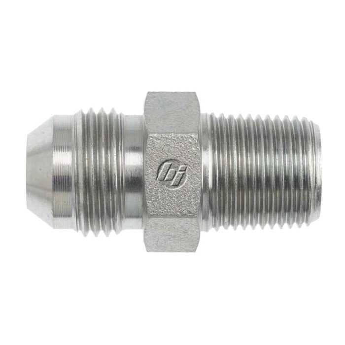 Stainless Steel, SAE J514 37° Flare Male BSPT Connector, 1" Male JIC x 3/4" Male BSPT 30°