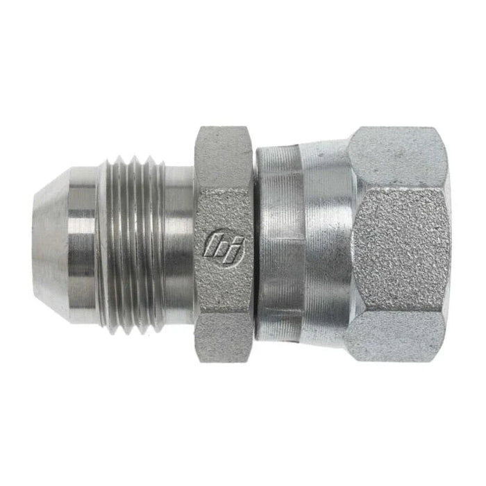Steel, SAE J514 37° Flare BSPP Swivel Line Adapter, 1" Male JIC x 3/4-14 Female BSPP Swivel