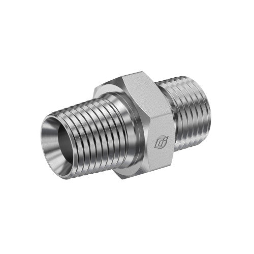 Brass, SAE J476 Pipe Male BSPP Port/Line Adapter, 3/8" Male NPTF 30° x 1/2-14 Male BSPP 60° Line/Port