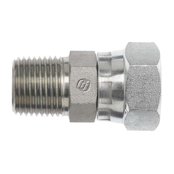 Stainless Steel, SAE J476 Pipe BSPP Swivel Adapter, 1/4" Male NPTF 30° x 1/4-19 Female BSPP Swivel