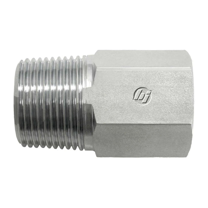 Steel, ISO 7-1 (Type R) Pipe Female BSPP Port Adapter, 1" Male BSPT 30° x 3/4-14 Female BSPP