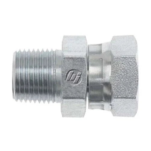 Stainless Steel, ISO 7-1 (Type R) Pipe BSPP Swivel Adapter, 1/4" Male BSPT 30° x 3/8-19 Female BSPP Swivel
