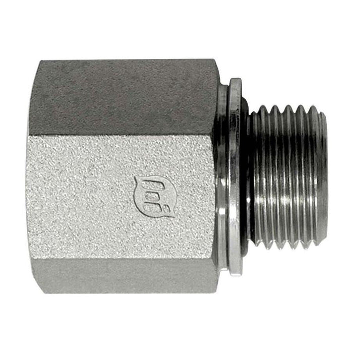 Stainless Steel, SAE J476 Rigid Pipe Male BSPP Port Adapter (Type G), 3/4" Female NPTF x 3/4-14 Male BSPP ORR