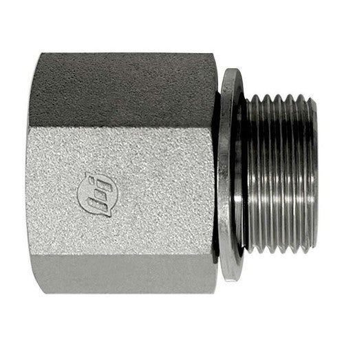 Stainless Steel, SAE J476 Rigid Pipe BSPP Type (D) Bonded Seal Port/Line Connector, 1/4" Female NPTF x 3/8-19 Male BSPP 60° Line/Port