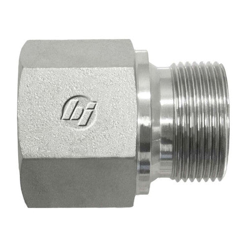 Steel, SAE J476 Rigid Pipe Male Metric Port/Line Adapter, 3/4" Female NPTF x M30X1.5 Male Metric 60° Line/Port