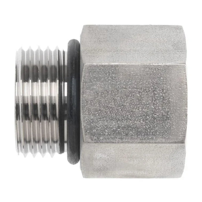 Steel, SAE J1926 O-Ring Boss Female BSPP Port Adapter, 1-5/16-12 Male ORB x 3/4-14 Female BSPP