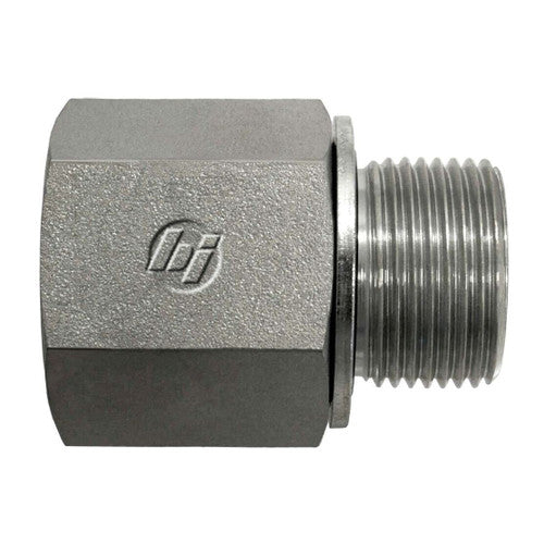 Steel, SAE J1926 O-Ring Boss Rigid BSPP Type (D) Bonded Seal Port/Line Adapter, 9/16-18 Female ORB x 1/4-19 Male BSPP 60° Line/Port