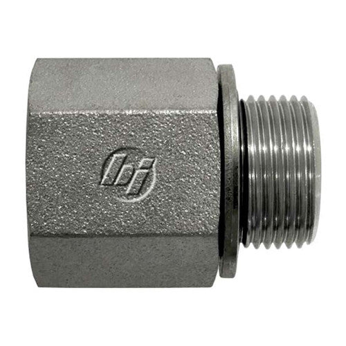 Steel, SAE J1926 O-Ring Boss Rigid Metric Type (D) Bonded Seal Port/Line Adapter, 1-5/16-12 Female ORB x M33X2.0 Male Metric 60° Line/Port