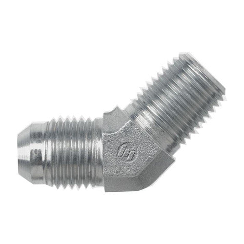 Steel, SAE J514 37° Flare Male BSPT 45° Elbow, 5/8" Male JIC x 1/2" Male BSPT 30°
