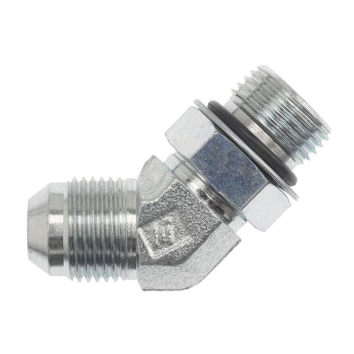 Steel, SAE J514 37° Flare Male BSPP Adjustable (JIS B2351) Port 45° Elbow, 3/8" Male JIC x 3/8-19 Male BSPP Adjustable ORB