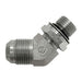 Steel, SAE J514 37° Flare Male Metric Adjustable (ISO 6149) Port 45° Elbow, 5/8" Male JIC x M18X1.5 Male Metric Adjustable ORB