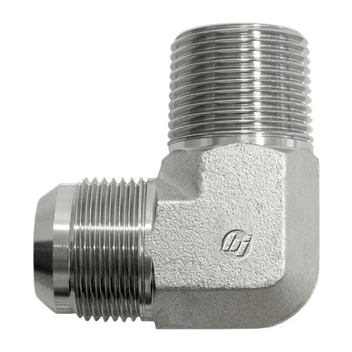 Stainless Steel, SAE J514 37° Flare Male BSPT 90° Elbow, 3/8" Male JIC x 3/8" Male BSPT 30°