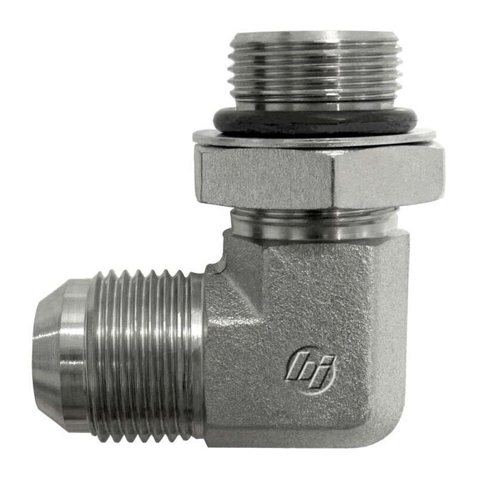 Steel, SAE J514 37° Flare Male BSPP Adjustable (JIS B2351) Port 90° Elbow, 3/8" Male JIC x 3/8-19 Male BSPP Adjustable ORB