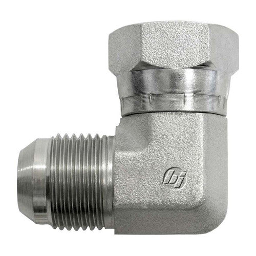 Steel, SAE J514 37° Flare BSPP Swivel 90° Elbow, 3/4" Male JIC x 3/4-14 Female BSPP Swivel