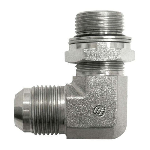 Steel, SAE J514 37° Flare Male Metric Adjustable (Type H) Port 90° Elbow, 3/4" Male JIC x M27X2.0 Male Metric Adjustable ORR