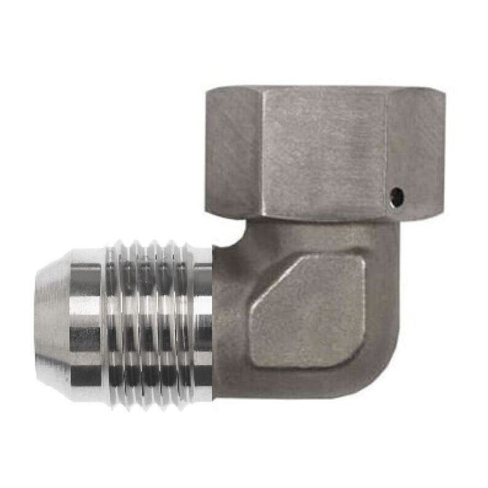 Steel, SAE J514 37° Flare DIN (S) Swivel 90° Elbow, 3/8" Male JIC x M18X1.5 Female DKO Swivel