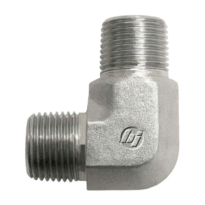 Steel, SAE J476 Pipe Male BSPT 90° Elbow, 3/8" Male NPTF 30° x 3/8" Male BSPT