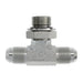 Steel, SAE J514 37° Flare Male Metric Adjustable (Type H) Port Branch Tee, 5/8" Male JIC x 5/8" Male JIC x M22X1.5 Male Metric Adjustable ORR