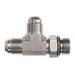 Steel, SAE J514 37° Flare Male Metric Adjustable (ISO 6149) Port Run Tee, 1/4" Male JIC x M10X1.0 Male Metric Adjustable ORB x 1/4" Male JIC