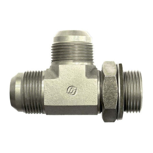 Steel, SAE J514 37° Flare Male BSPP Adjustable (Type H) Port Run Tee, 1-1/2" Male JIC x 1-1/2-11 Male BSPP Adjustable ORR x 1-1/2" Male JIC