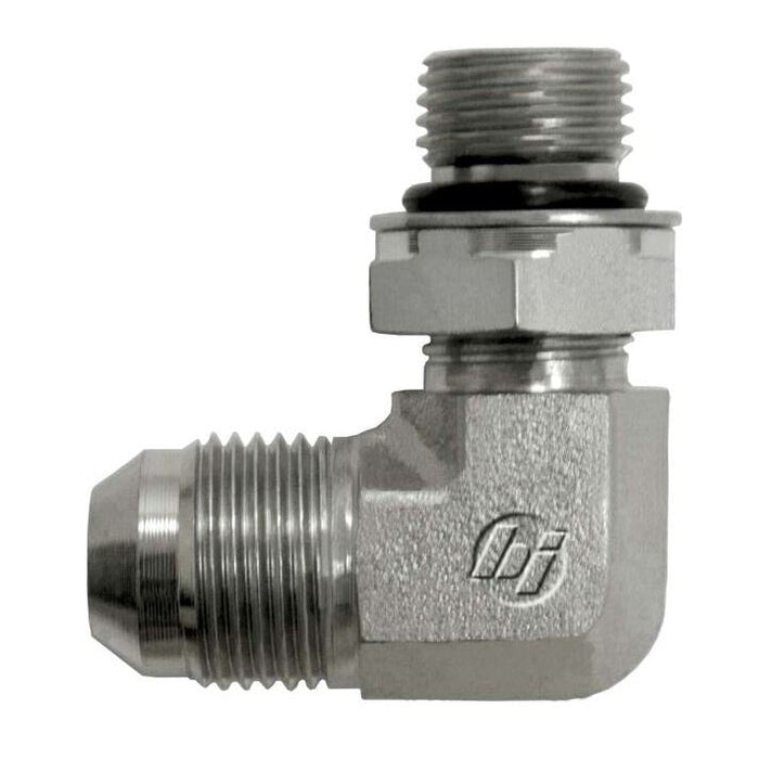 Steel, SAE J514 37° Flare Male Metric Adjustable (ISO 6149) Port 90° Elbow, 1/2" Male JIC x M16X1.5 Male Metric Adjustable ORB