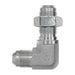 Steel, SAE J514 37° Flare Male JIS Bulkhead 90° Elbow With Lock Nut, 3/8" Male JIC x 3/8-19 Male JIS