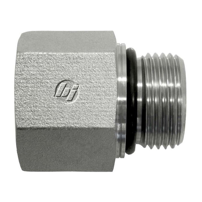 Steel, SAE J476 Rigid Pipe Male Metric (ISO 6149) Port Adapter, 3/4" Female NPTF x M27X2.0 Male Metric ORB