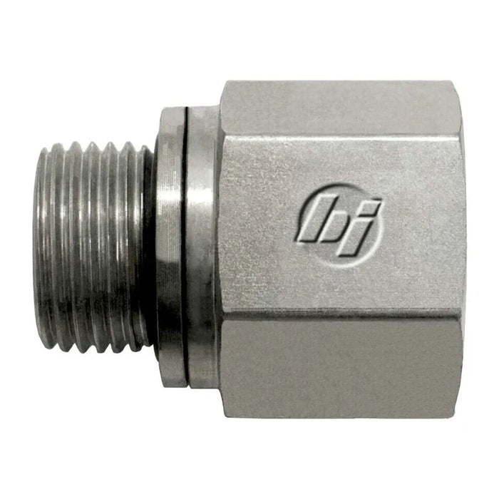 Steel, ISO 9974 (Type G) Female O-ring Boss Port Adaptor, M27X2.0 Male Metric ORR x 1-1/16-12 Female ORB