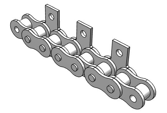 Roller Chain, ANSI Attachment, 80 Pitch, Attachment Chain, 600 Stainless , 1" Pitch, 1 Strand, SA-1, E2LP