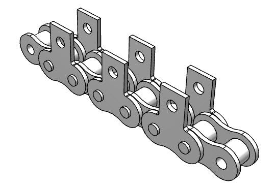 Roller Chain, ANSI Attachment, 80 Pitch, Attachment Chain, 600 Stainless , 1" Pitch, 1 Strand, SK-1, E2LP