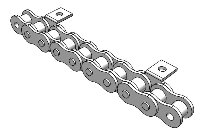 Roller Chain, ANSI Attachment, 80 Pitch, Attachment Chain, Carbon Steel, 1" Pitch, 1 Strand, A-1, E6LP